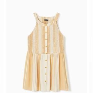 Torrid Babydoll Yellow Stripe Rayon Crepe Smocked Tank Size 2X